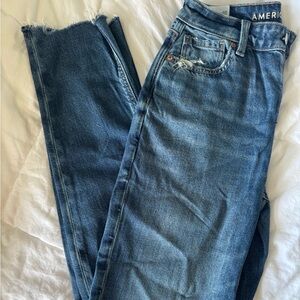 American Eagle Outfitters Women's Strigid Mom Jeans - Deep Sea Blue